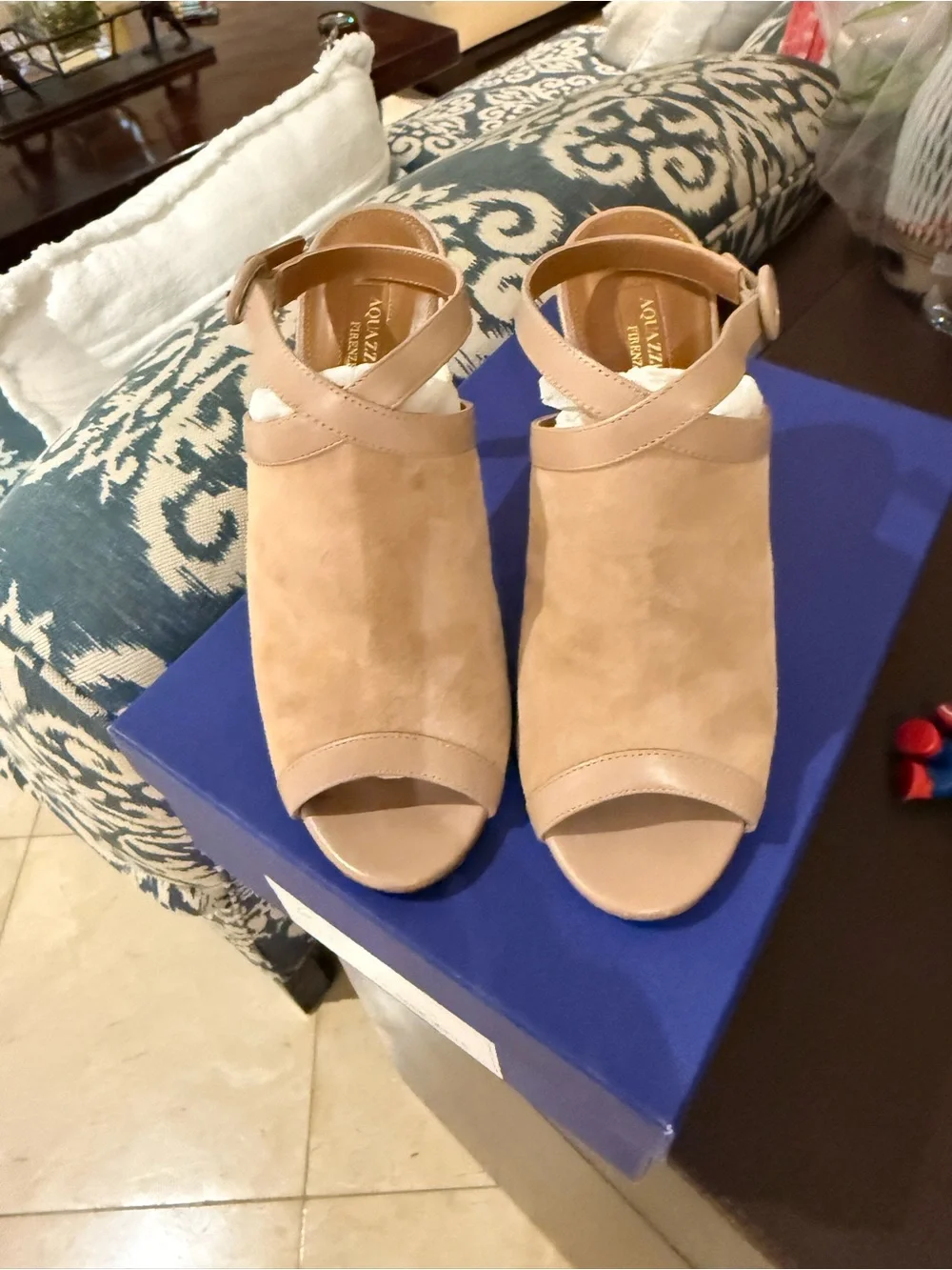Aquazzura Blush Pink Suede Open-Toe Stiletto Sandals